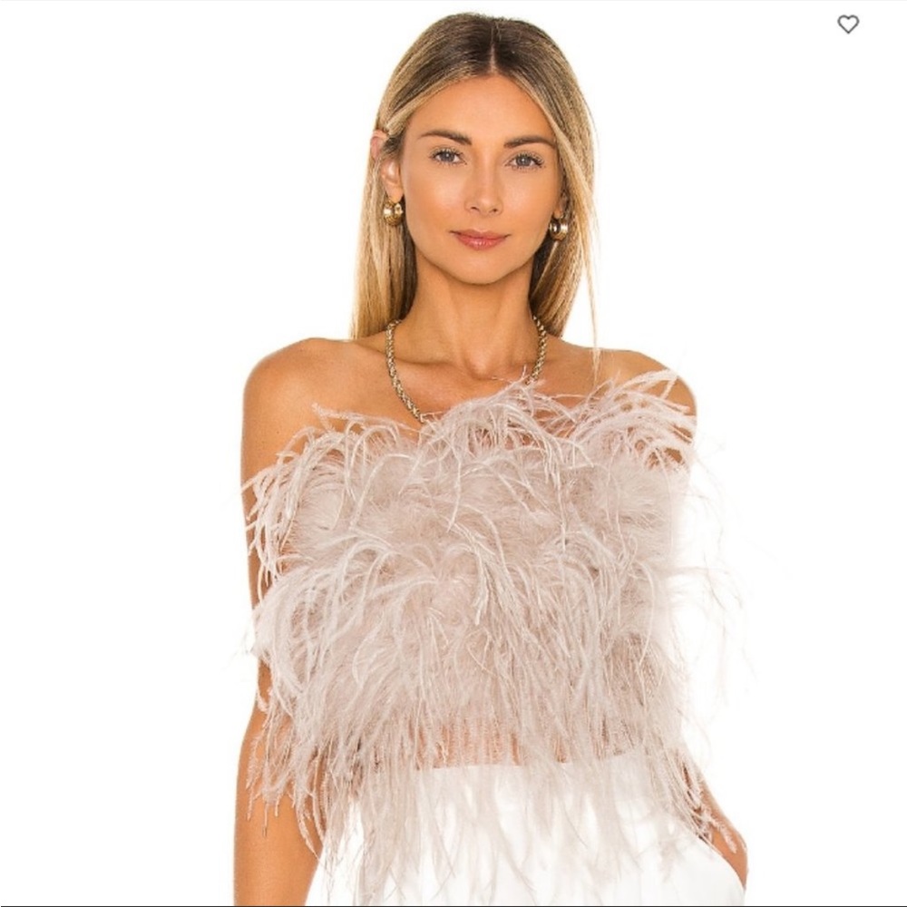 Lamarque Zaina Feather Bustier Top in Feather Pink size small